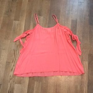 Coral  tie sleeves shirt